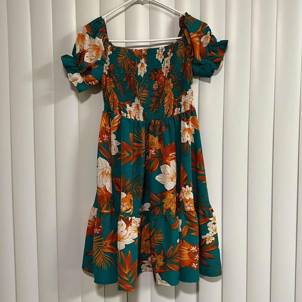 Women's Floral Tropical Print Off Shoulder Dress
